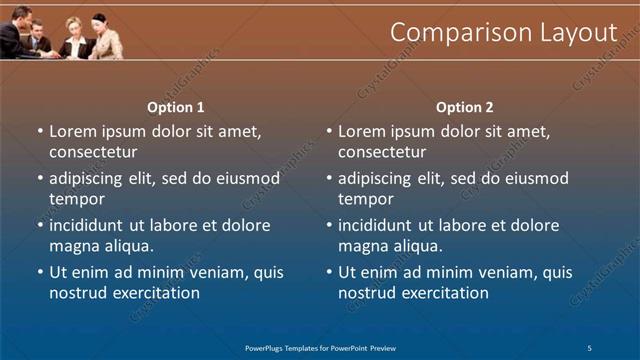 Comparison presentation slide layout