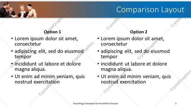 Comparison presentation slide layout