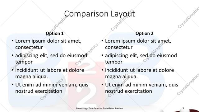 Comparison presentation slide layout