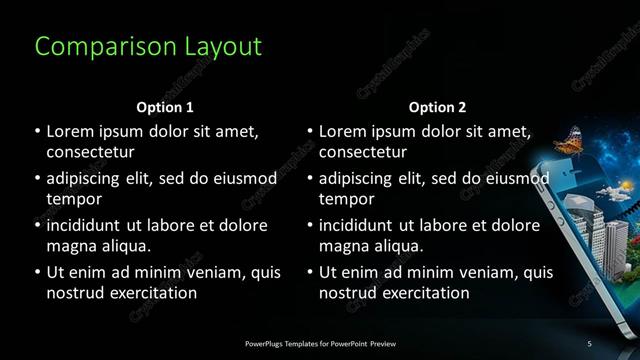 Comparison presentation slide layout