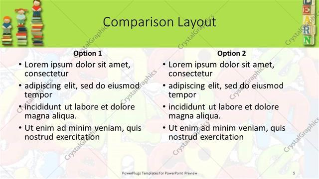 Comparison presentation slide layout