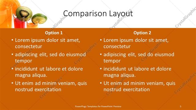 Comparison presentation slide layout