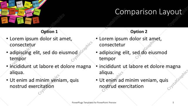 Comparison presentation slide layout