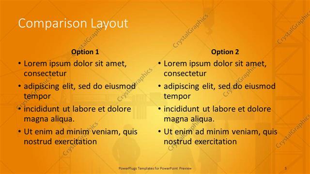 Comparison presentation slide layout