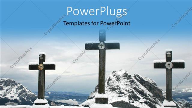  Presentation with religion - Various crosses on top of amountain