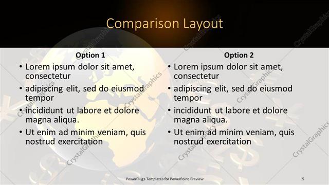 Comparison presentation slide layout