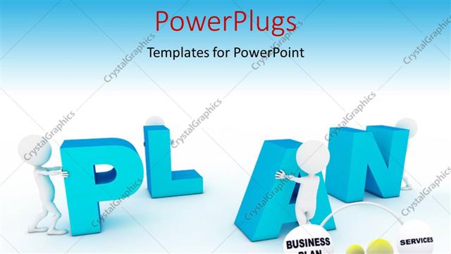  Presentation with business plan - Various figures arranging the alphabets with bluish background