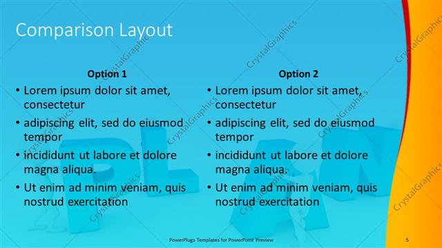 Comparison presentation slide layout