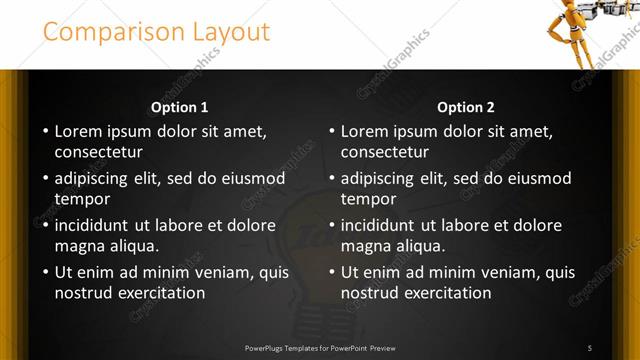 Comparison presentation slide layout