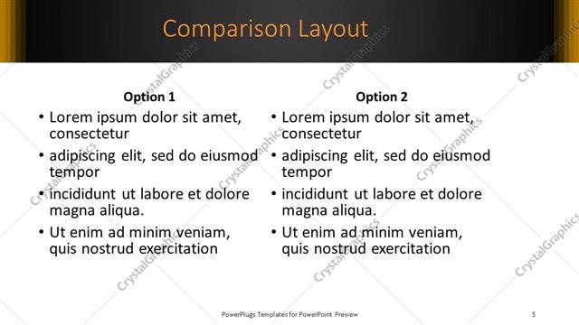 Comparison presentation slide layout
