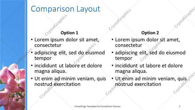 Comparison presentation slide layout
