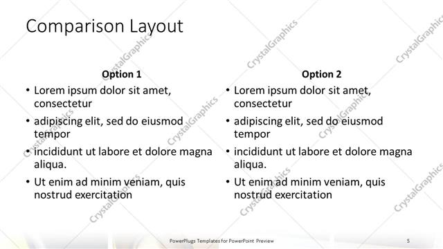 Comparison presentation slide layout