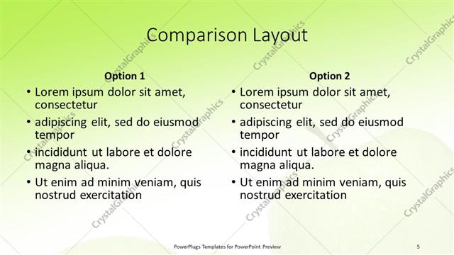 Comparison presentation slide layout