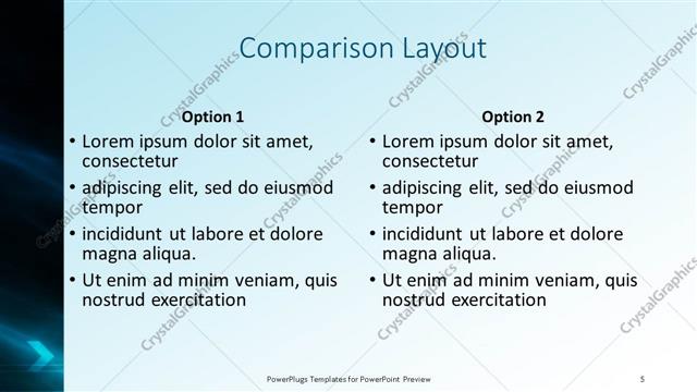 Comparison presentation slide layout