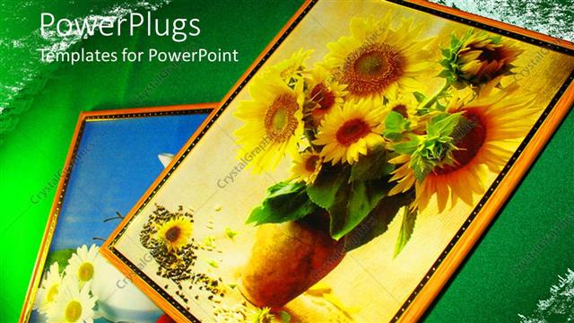  Presentation with green life - Various paintings of flowers with green background