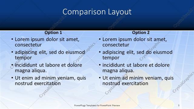 Comparison presentation slide layout