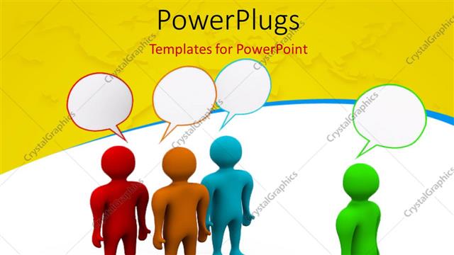  Presentation with talk - Various people thinking with yellowish background