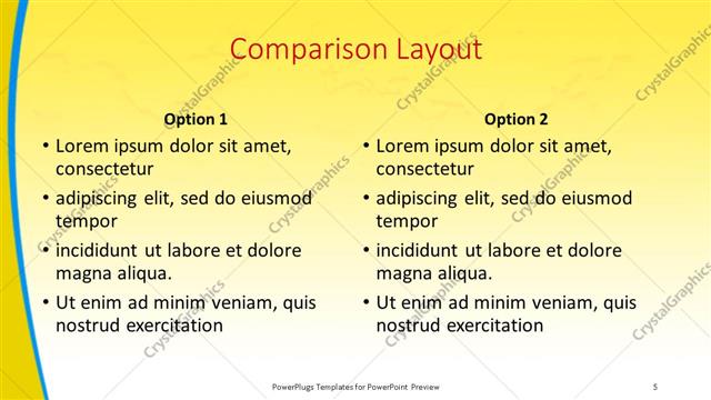 Comparison presentation slide layout