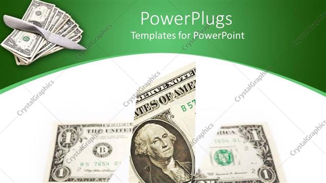  Presentation with dollar - Various pieces of a dollar note with white background