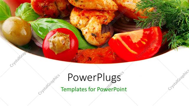  Presentation with bbq chicken - Various pieces of grilled BBQ with white background