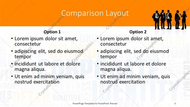 Comparison presentation slide layout
