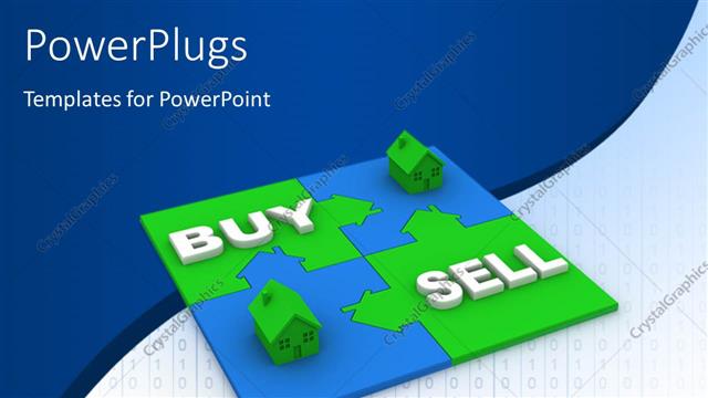  Presentation with home - Various puzzle pieces giving the buy and sell concept