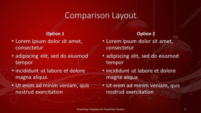 Comparison presentation slide layout