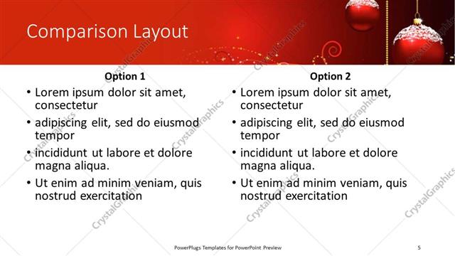 Comparison presentation slide layout