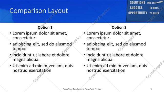 Comparison presentation slide layout