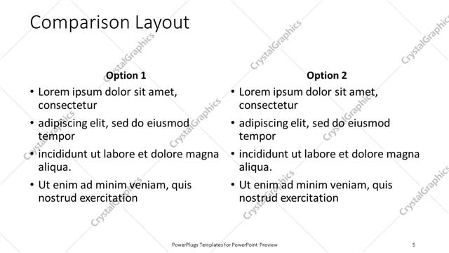 Comparison presentation slide layout