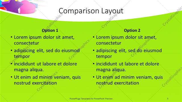 Comparison presentation slide layout