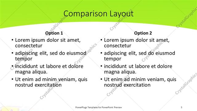 Comparison presentation slide layout