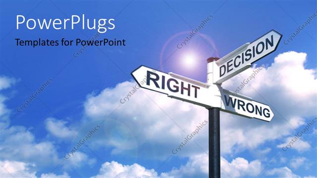  Presentation with decision - Various signs with clouds in background