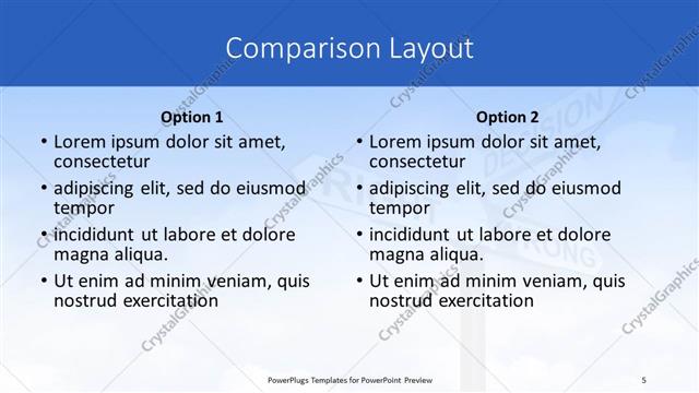 Comparison presentation slide layout