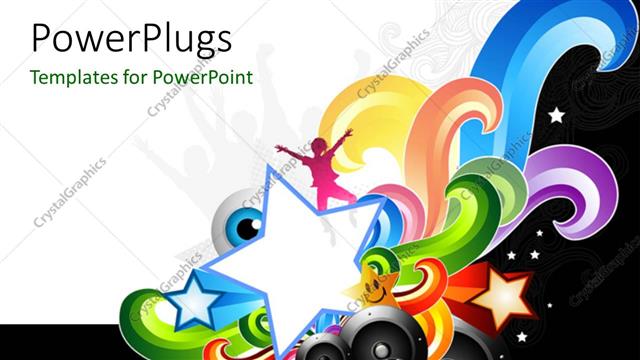  Presentation with speakers - Various speakers and stars along with white background