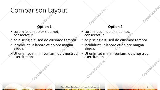 Comparison presentation slide layout