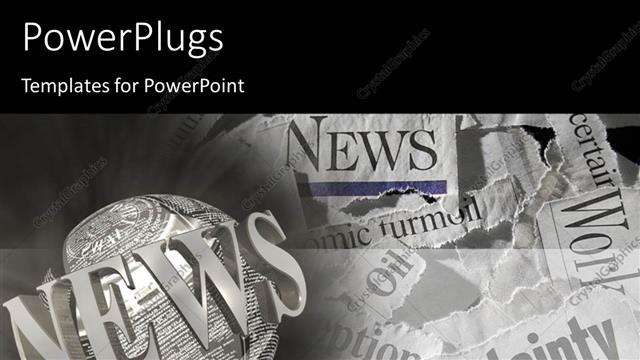  Presentation with economic - Various torn newspaper headlines showing economic concepts with globe and News keyword