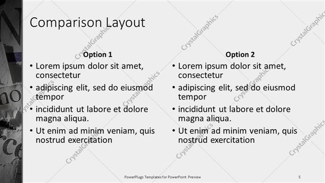 Comparison presentation slide layout