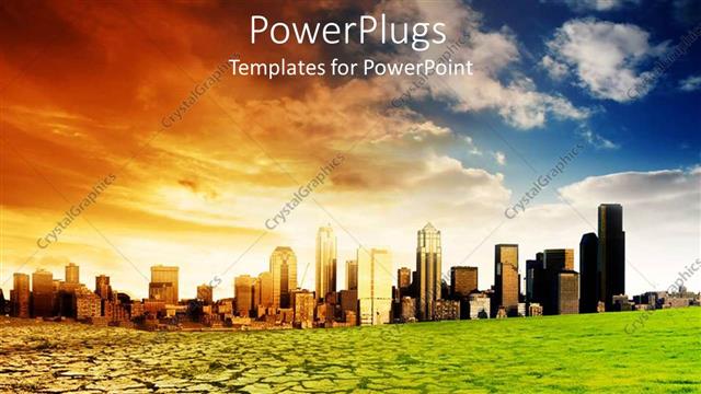  Presentation with global warming - A vast landscape of hard dried eath showing the effect of global warming