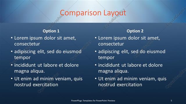 Comparison presentation slide layout