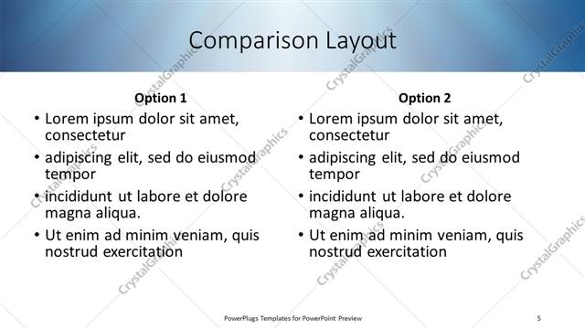 Comparison presentation slide layout