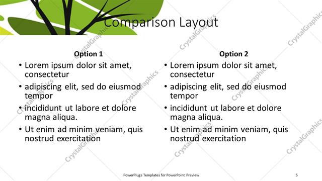 Comparison presentation slide layout