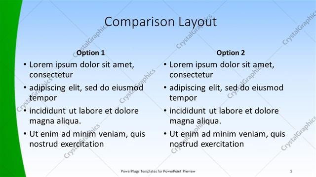 Comparison presentation slide layout