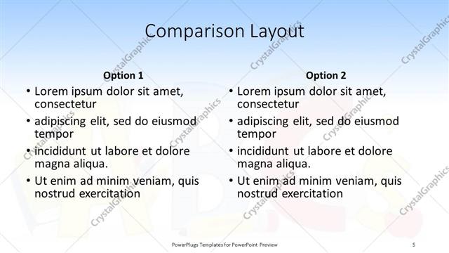 Comparison presentation slide layout