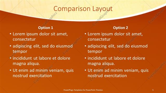Comparison presentation slide layout