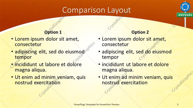 Comparison presentation slide layout