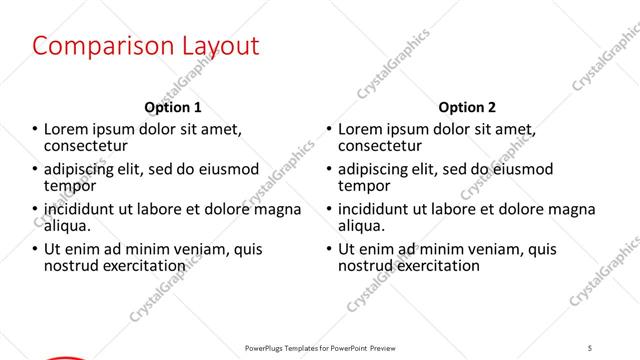 Comparison presentation slide layout