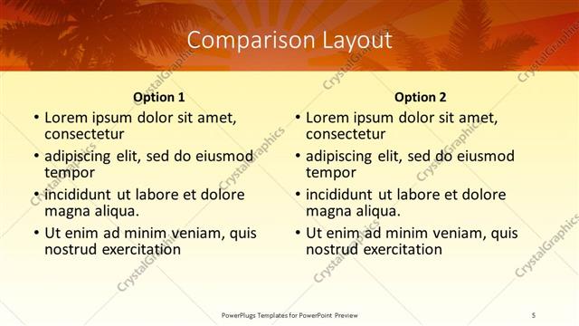 Comparison presentation slide layout