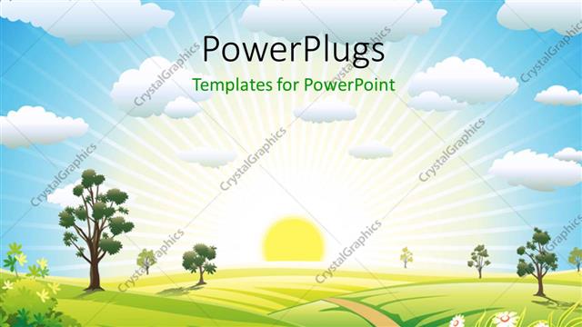  Presentation with meadow - Vector illustration of sunny meadow landscape