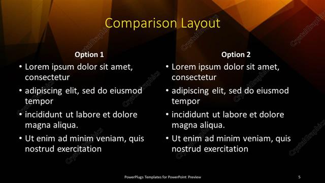 Comparison presentation slide layout